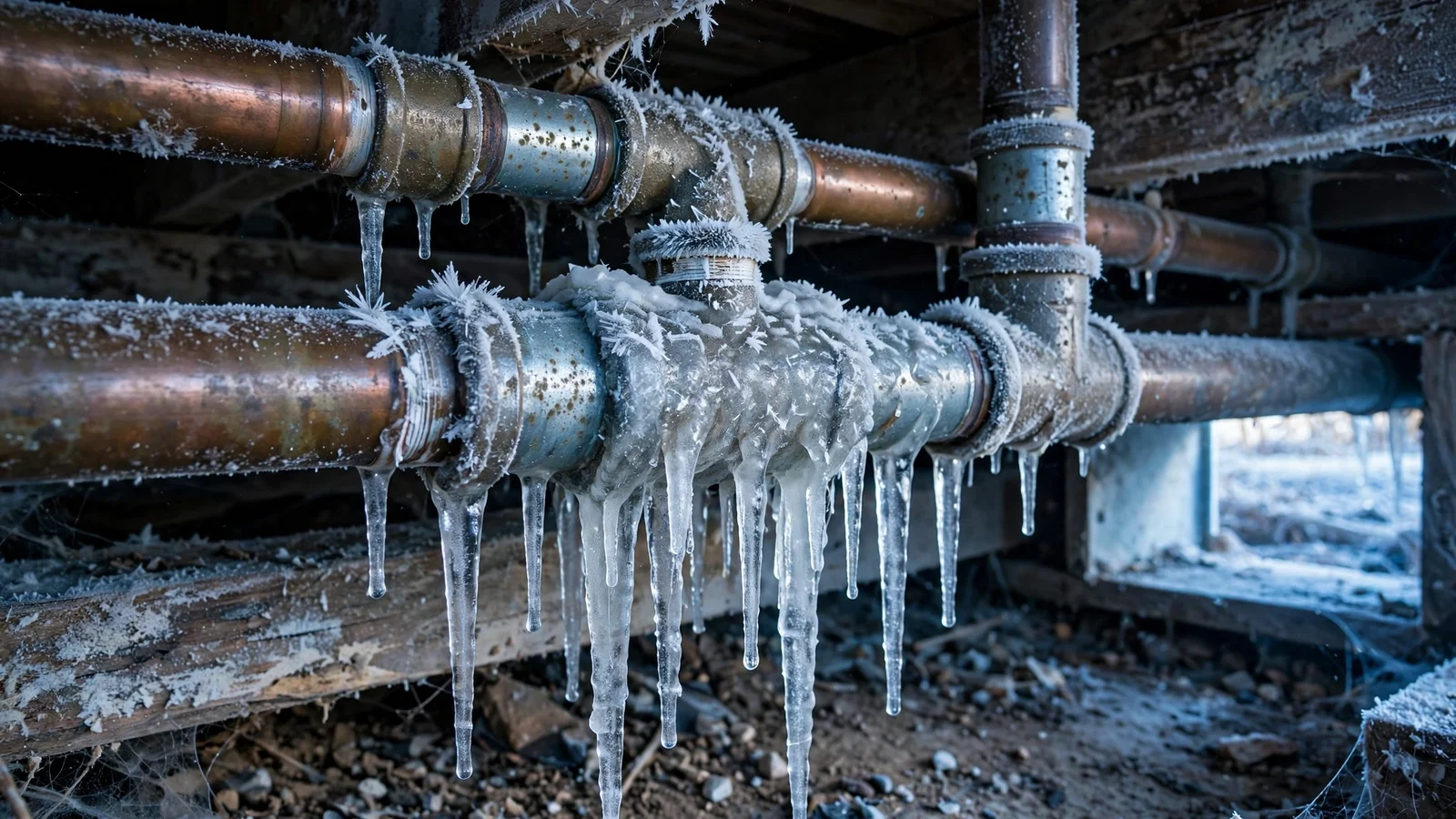 Plumber thawing a frozen water pipe in a Littleton, CO crawlspace